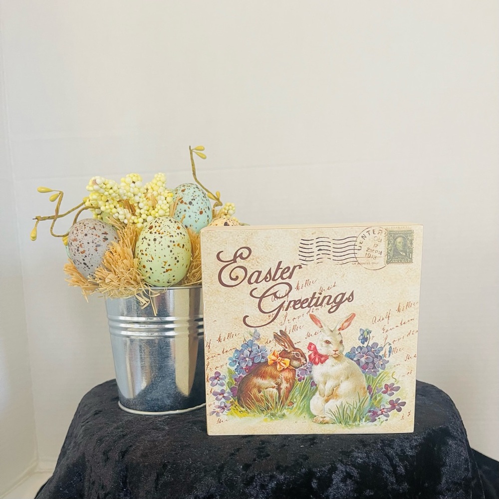Easter Bunnies Postcard
Box Sign
With, Easter Egg TOPIARY BASKET